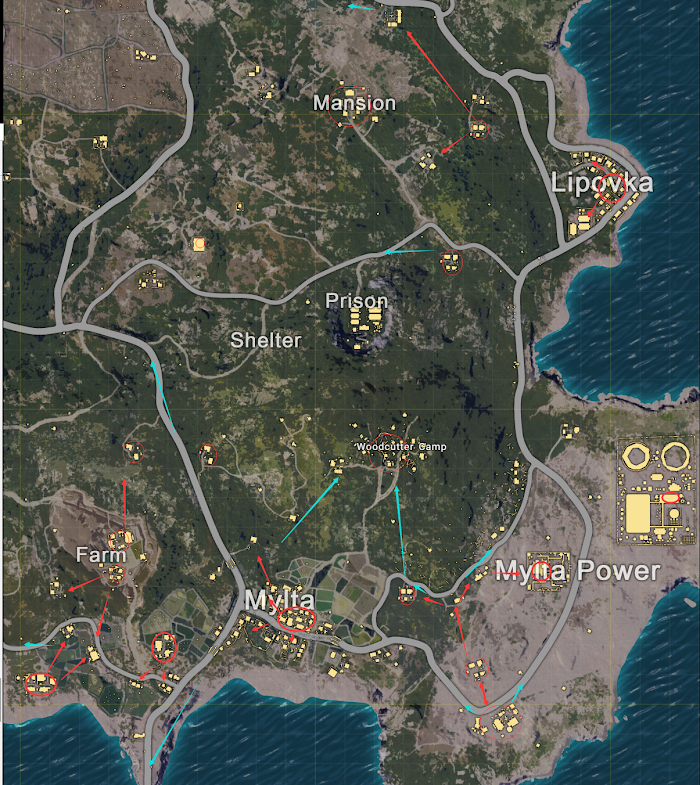 絕地求生 (Playerunknown's Battlegrounds) 四排開局降落點選擇與物資點推薦