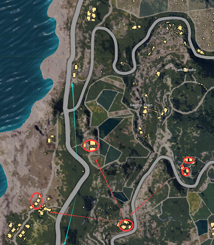 絕地求生 (Playerunknown's Battlegrounds) 四排開局降落點選擇與物資點推薦