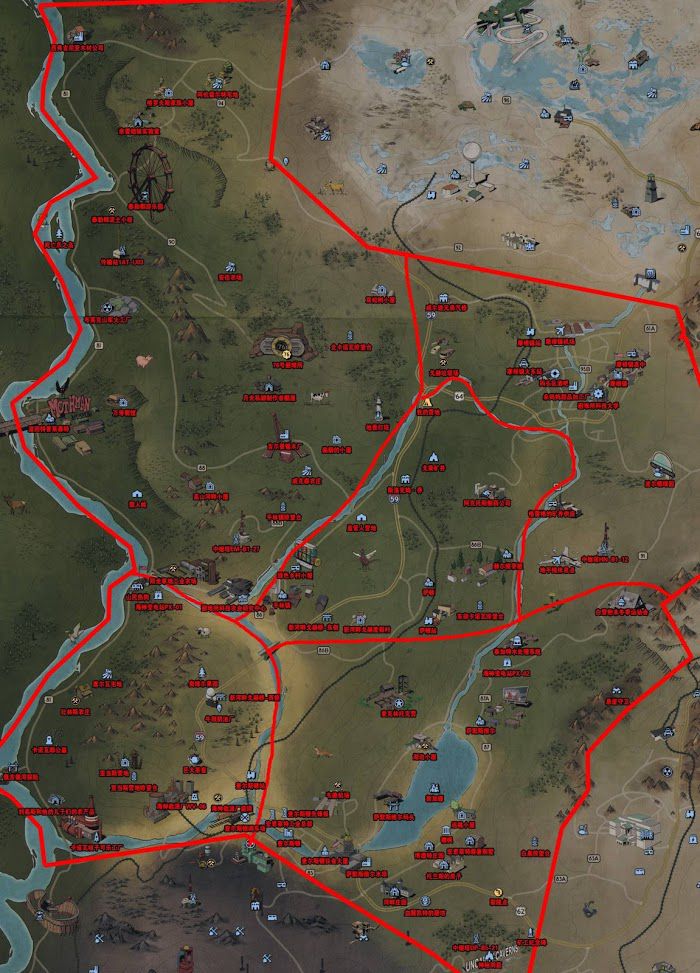 異塵餘生76 (Fallout 76) 全標記中文地圖詳解