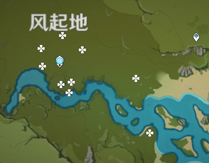 原神 (Genshin Impact) 1.3版風車菊採集地點圖示