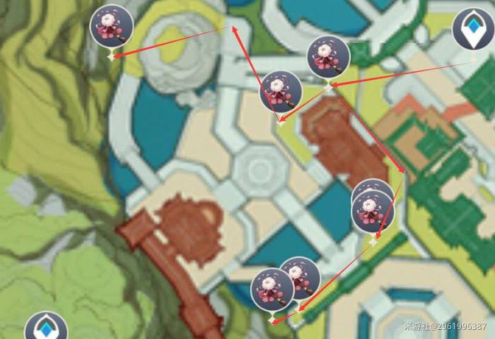 原神 (Genshin Impact) 霓裳花採集路線圖示