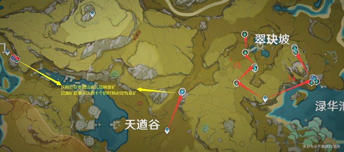 原神 (Genshin Impact) 1.4版礦石高效採集線路