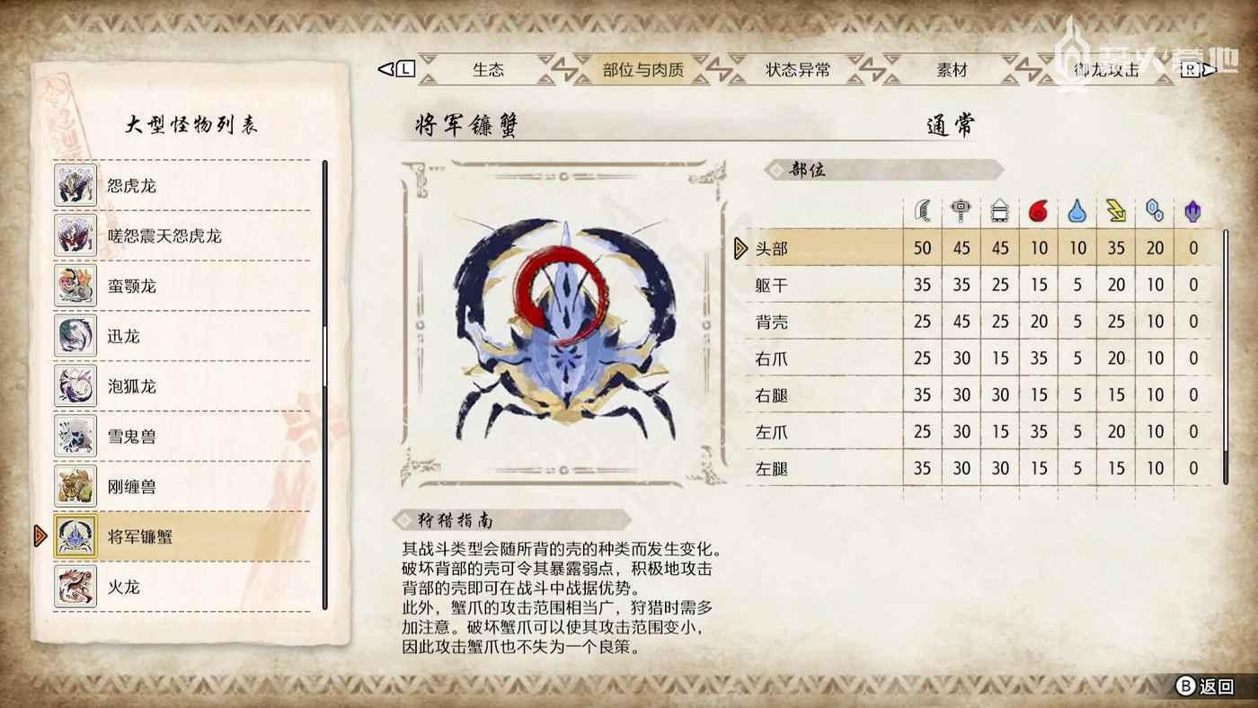 魔物獵人 崛起 破曉 (Monster Hunter Rise Sunbreak) 將軍鐮蟹弱點屬性攻略