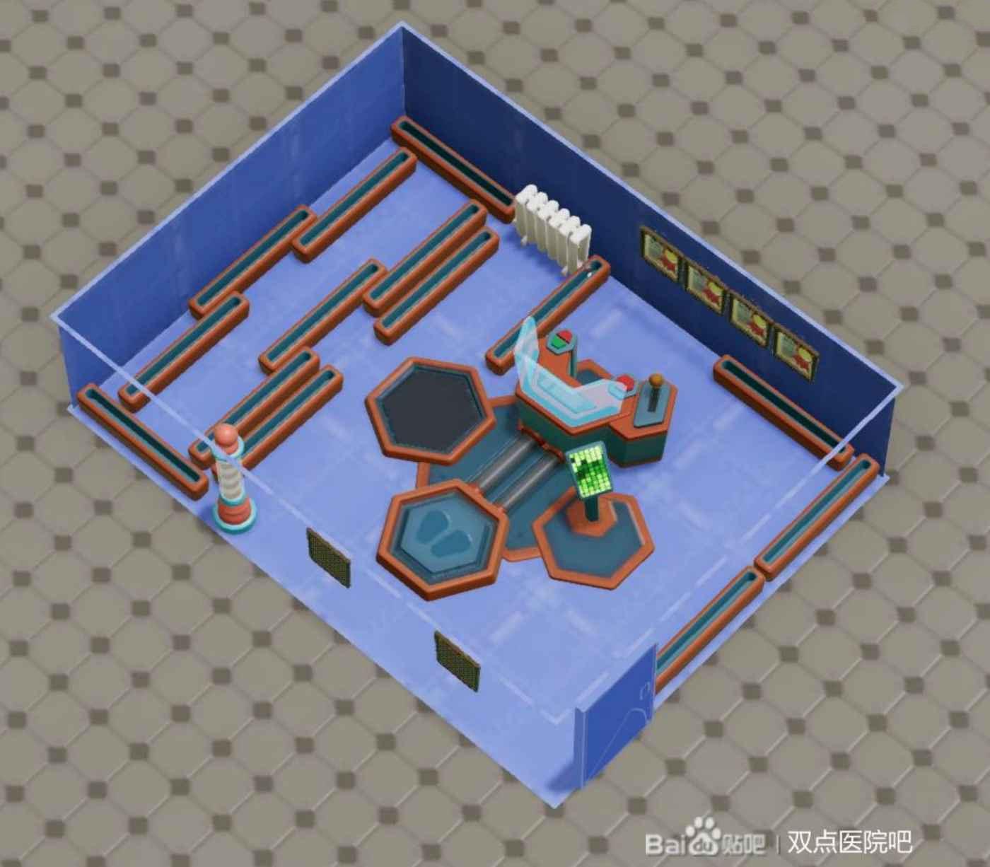 雙點醫院 (Two Point Hospital) 常用房間設備佈局參考