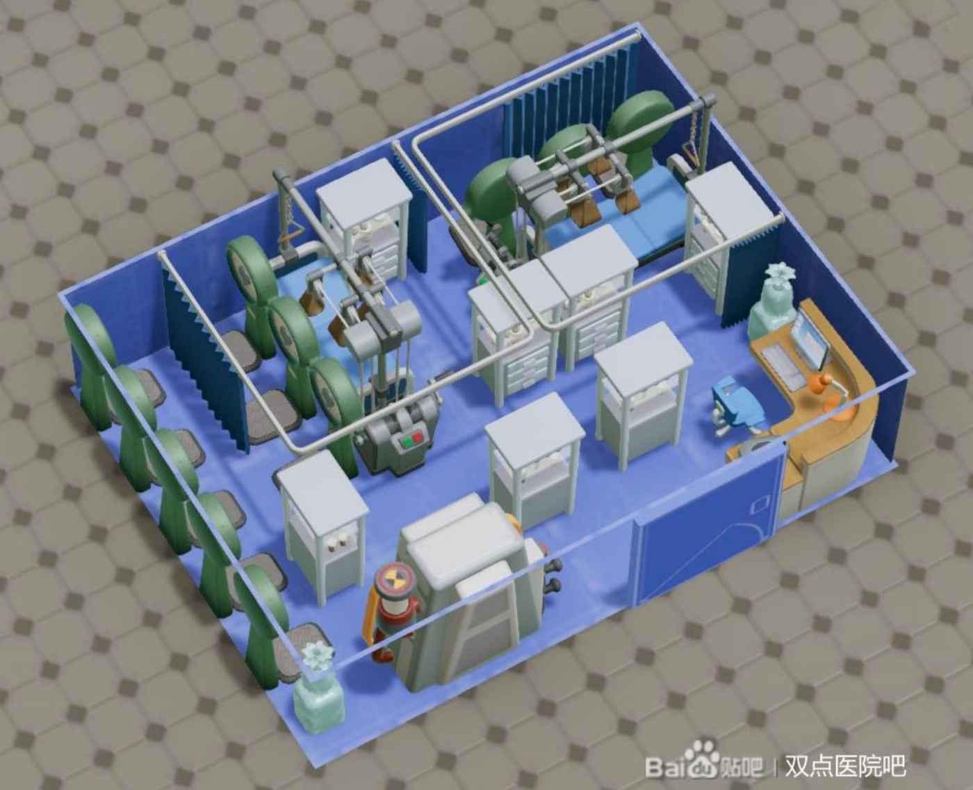 雙點醫院 (Two Point Hospital) 常用房間設備佈局參考