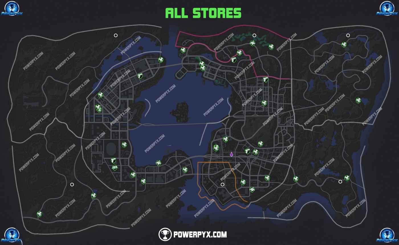 黑街聖徒 (Saints Row Reboot) 重啟版商店分佈位置
